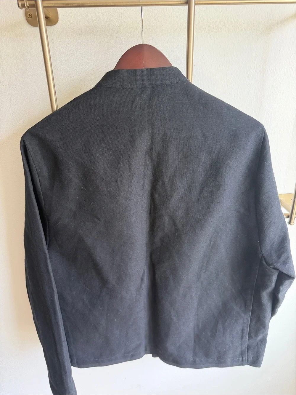 ๐SALE๐ ZARA ๐ SINGLE BUTTON LINEN BLAZER ๐ BLACK ๐ LRG / 42R - Picture 10 of 11